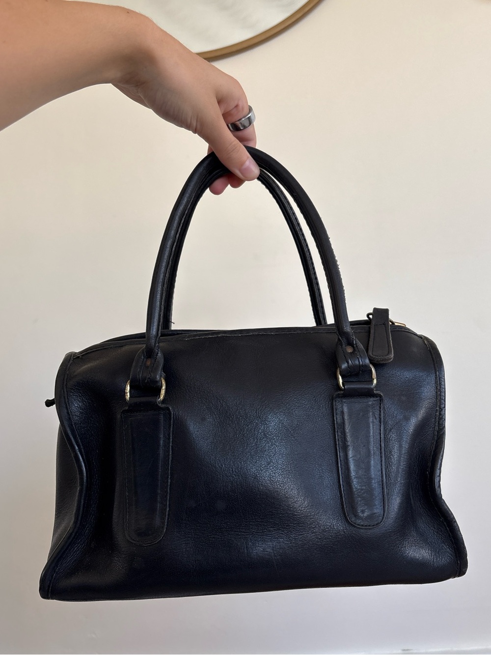 Coach Black Leather Double-Handle Shoulder Bag